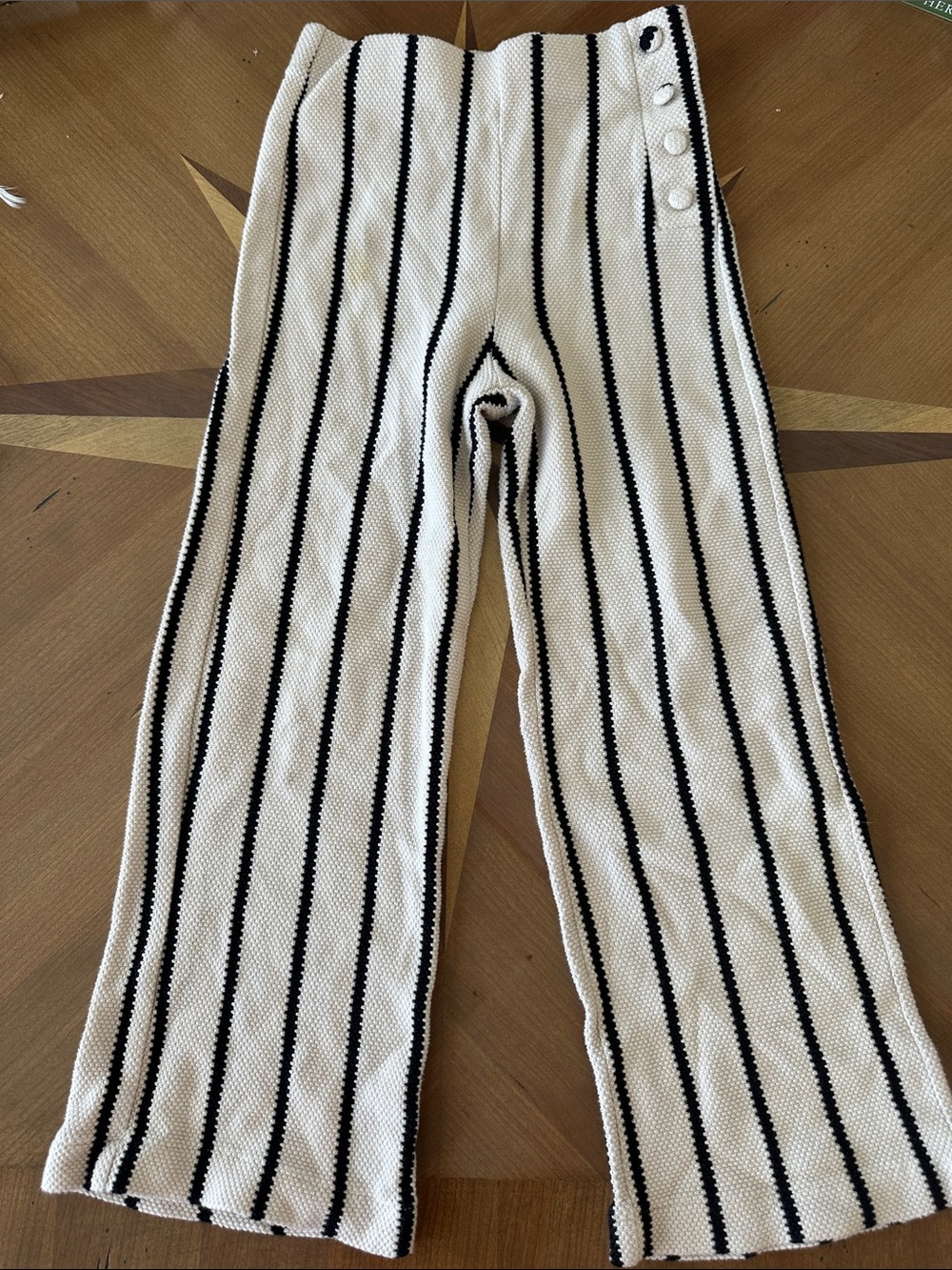 2/$15 - Zara Cream and Black Striped Knit Sailor Pants